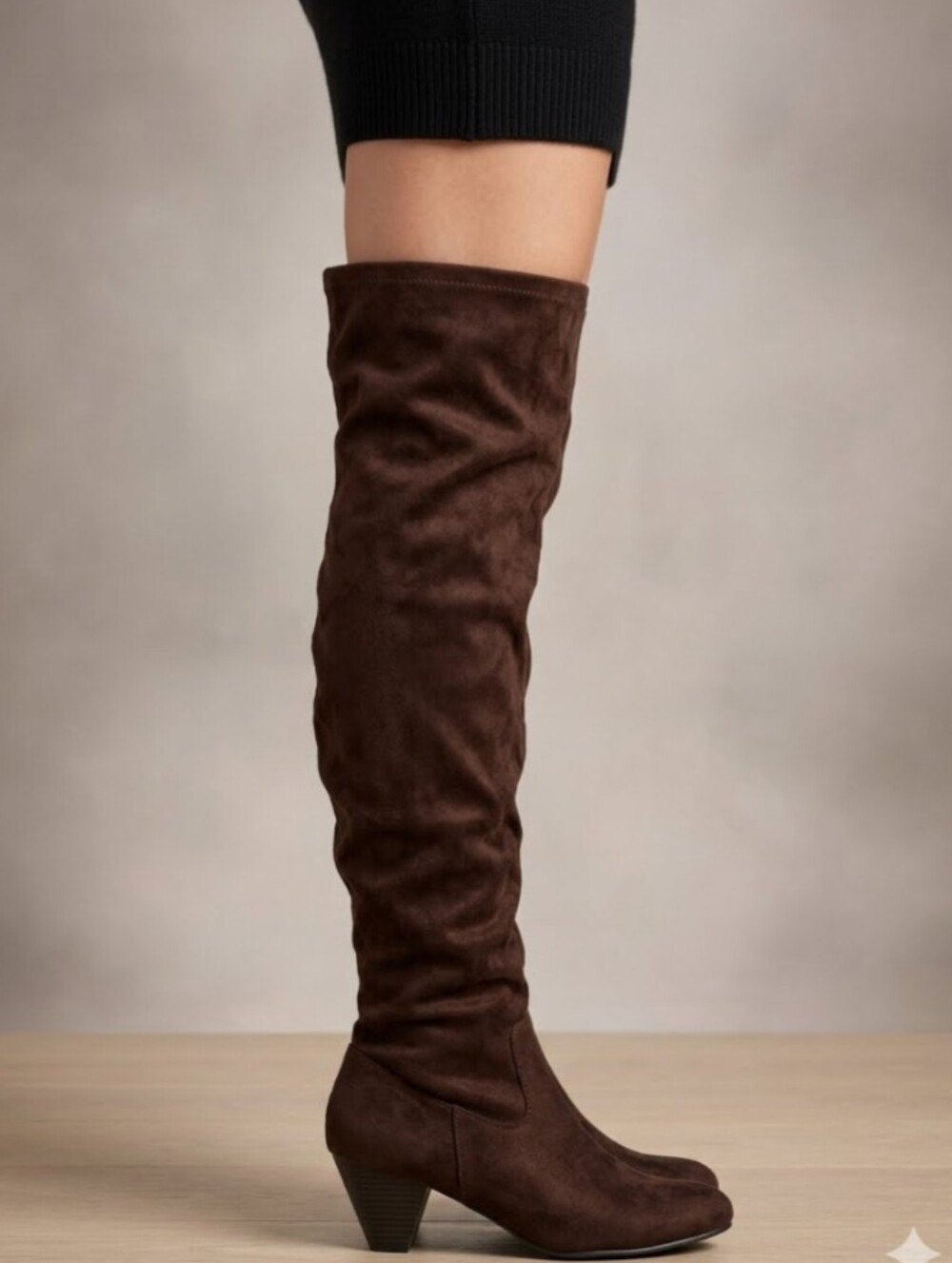Hot Fashion Method Brown Faux Suede Over The Knee Boots Size 7